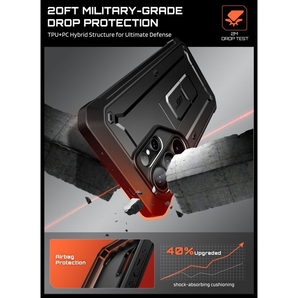 Supcase Unicorn Beetle Pro 2-Pack Dėklas, skirtas Samsung Galaxy S26 Ultra – juodas
