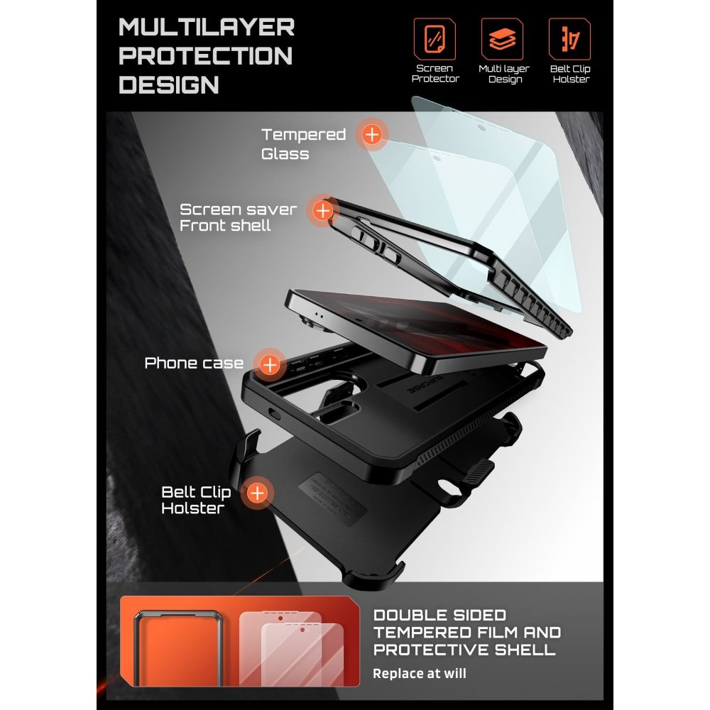 Supcase Unicorn Beetle Pro 2-Pack Dėklas, skirtas Samsung Galaxy S26 Ultra – juodas