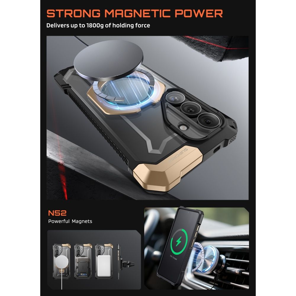 Supcase UB Grip Mag MagSafe Dėklas, skirtas Samsung Galaxy S26 - juoda ir ruda