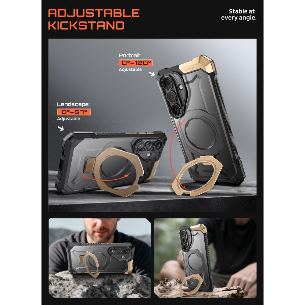 Supcase UB Grip Mag MagSafe Dėklas, skirtas Samsung Galaxy S26 - juoda ir ruda