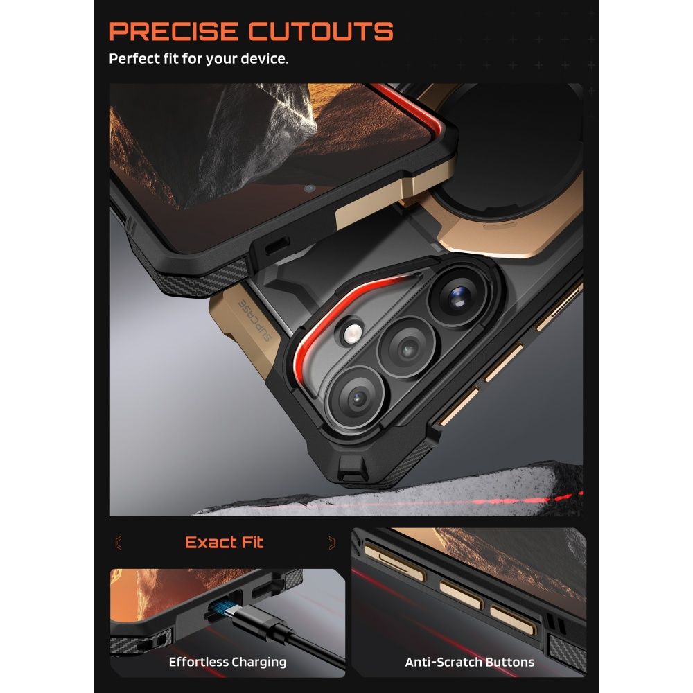 Supcase UB Grip Mag MagSafe Dėklas, skirtas Samsung Galaxy S26 - juoda ir ruda