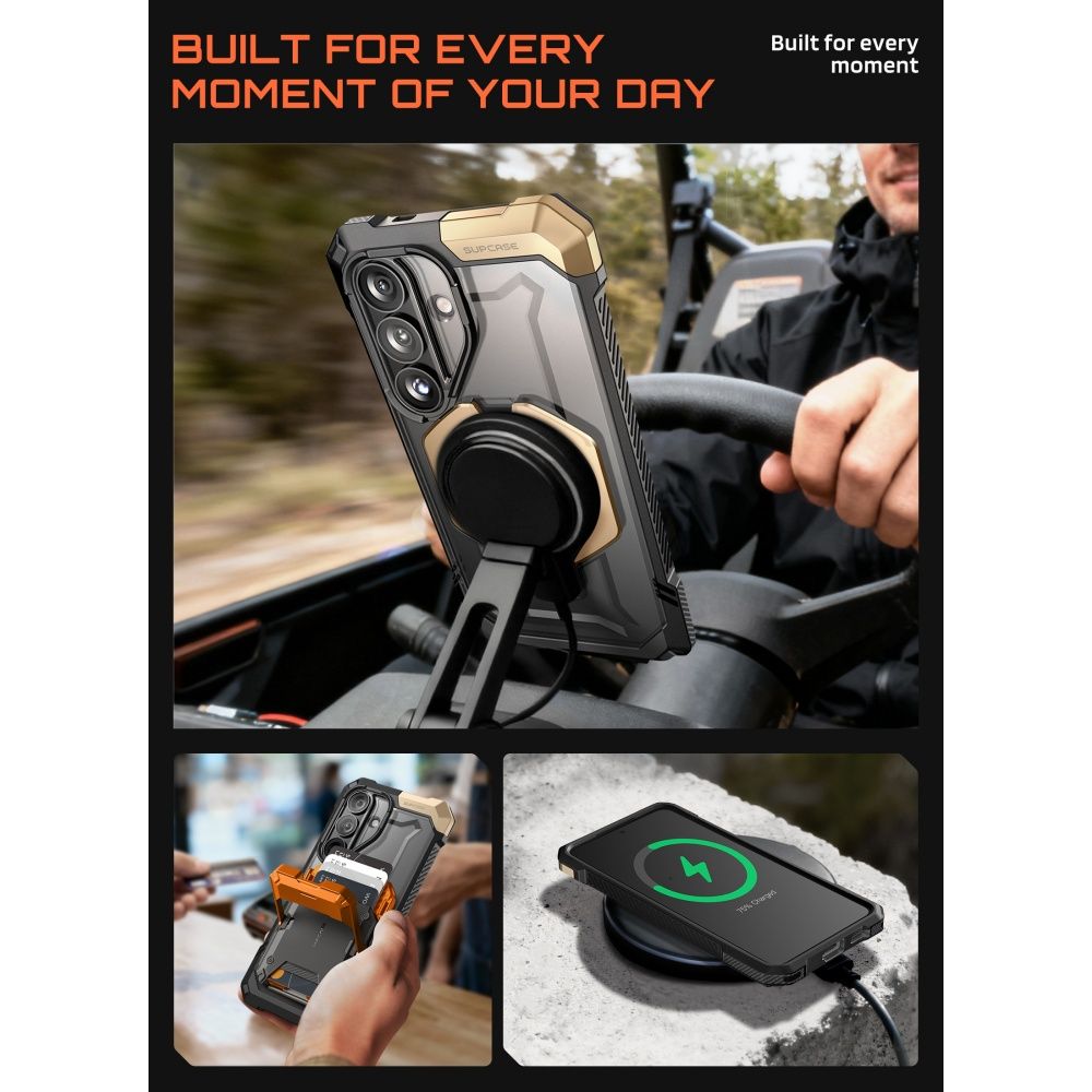 Supcase UB Grip Mag MagSafe Dėklas, skirtas Samsung Galaxy S26 - juoda ir ruda