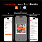 Meatmeet Pro išmanus virtuvės termometras su Bluetooth/WiFi programa, šildymo grilis, orkaitė, rūkytoja - juoda --...