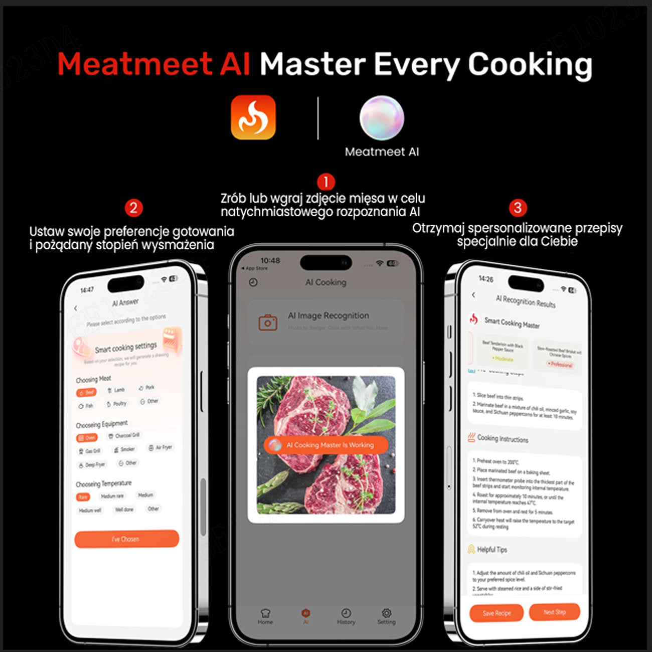 Meatmeet Pro išmanus virtuvės termometras su Bluetooth/WiFi programa, šildymo grilis, orkaitė, rūkytoja - juoda --...