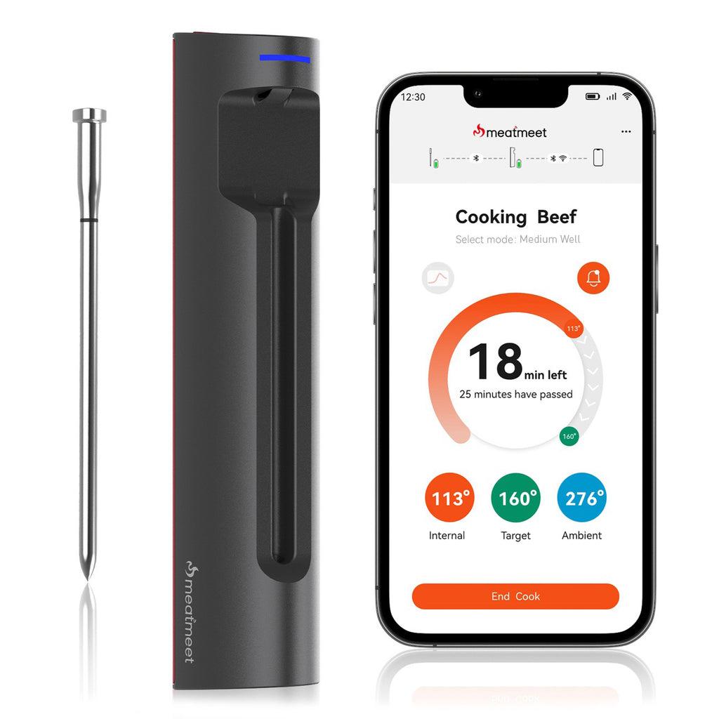 Meatmeet S Pro virtuvės termometras su Bluetooth programa gamintuvėms, orkaitėms, dūmintuams - pilkas -- Uncategorized