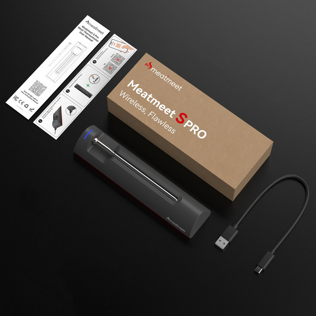 Meatmeet S Pro virtuvės termometras su Bluetooth programa gamintuvėms, orkaitėms, dūmintuams - pilkas -- Uncategorized