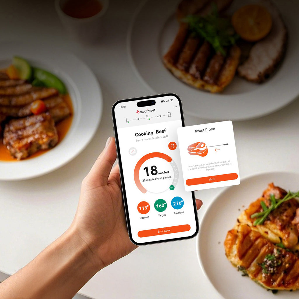 Meatmeet S Pro virtuvės termometras su Bluetooth programa gamintuvėms, orkaitėms, dūmintuams - pilkas -- Uncategorized