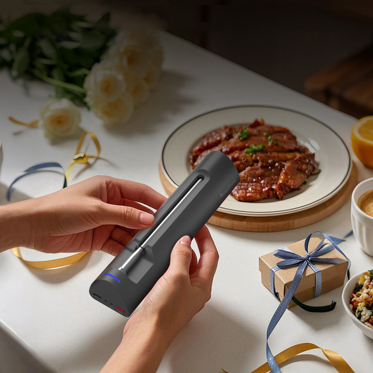 Meatmeet S Pro virtuvės termometras su Bluetooth programa gamintuvėms, orkaitėms, dūmintuams - pilkas -- Uncategorized