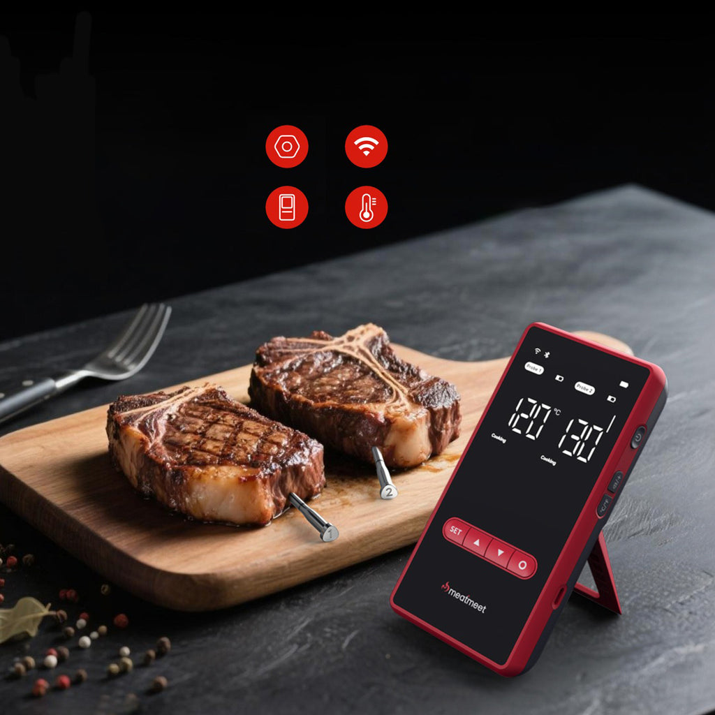 Meatmeet X Pro virtuvės termometras su Bluetooth/WiFi programa šildymui, orkaitei, rūkymo aparatui - juodas -- Uncategorized