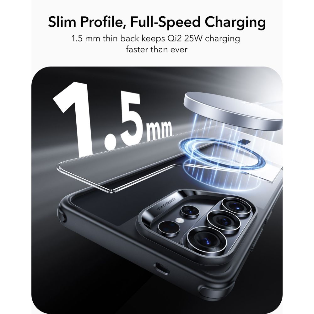 ESR Klasikinis hibridinis MagSafe Dėklas, skirtas Samsung Galaxy S26 Ultra – skaidri juoda -- Samsung Galaxy S26 Ultra