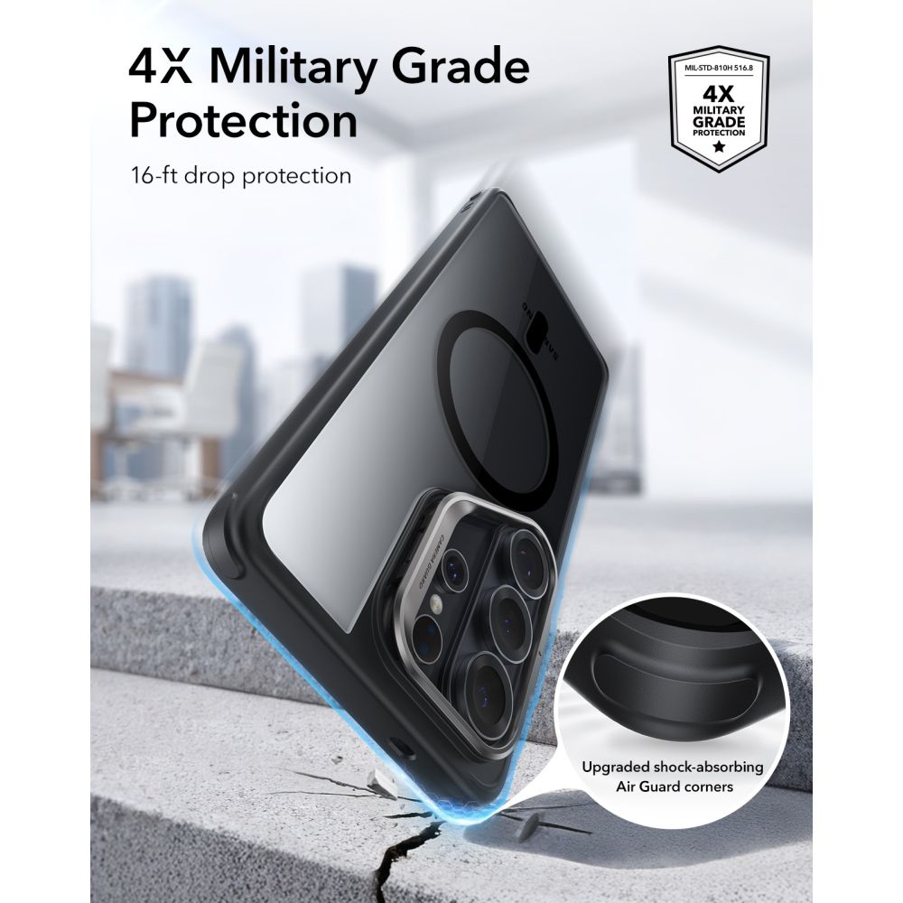 ESR Classic Hybrid Kickstand MagSafe Case for Samsung Galaxy S26 Ultra - Clear Black -- Samsung Galaxy S26 Ultra - Clear...