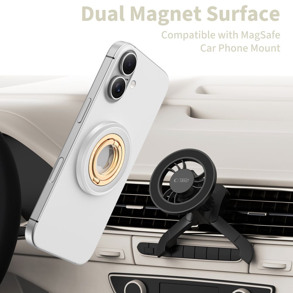 Tech-Protect MMR700 Lamano MagSafe magnetinis telefono laikiklis - pilkas ir auksinis -- Cell phone holders