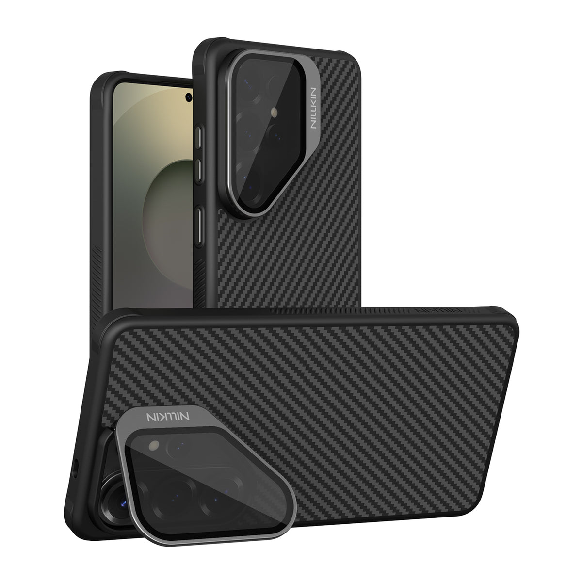 Nillkin CarboProp Magnetic dėklas su kameros dangteliu ir stovu, suderinamas su MagSafe, skirtas Samsung S26 Ultra –...