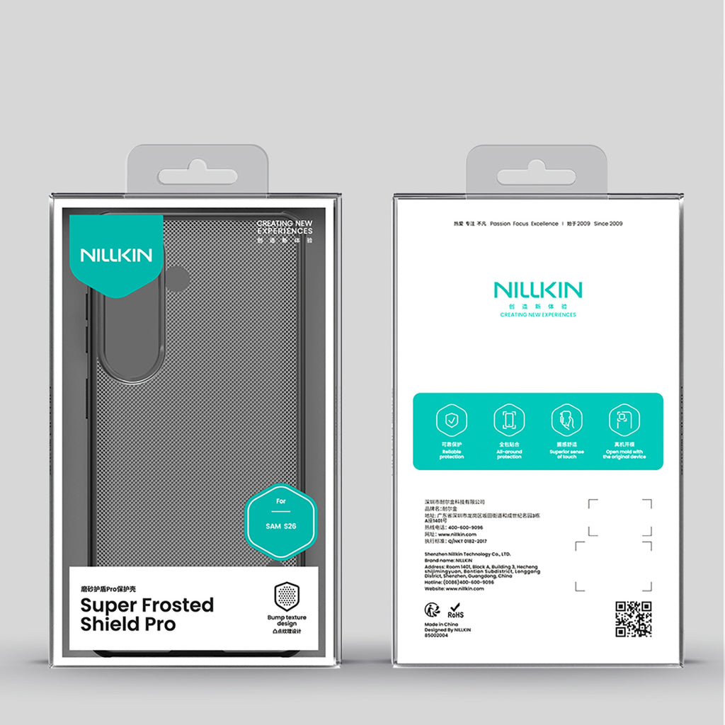 Nillkin Super Frosted Shield Pro dėklas, skirtas Samsung Galaxy S26+ – permatomas juodas