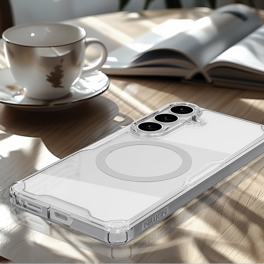 Nillkin Nature TPU Pro dėklas, suderinamas su MagSafe, skirtas Samsung Galaxy S26 - baltas