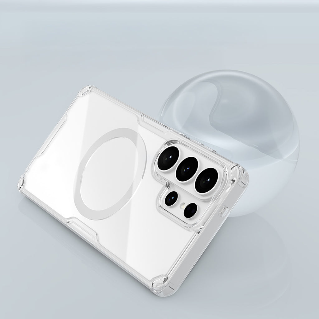 Nillkin Nature TPU Pro dėklas suderinamas su MagSafe, skirtas Samsung Galaxy S26 Ultra - baltas -- Samsung Galaxy S26 Ultra