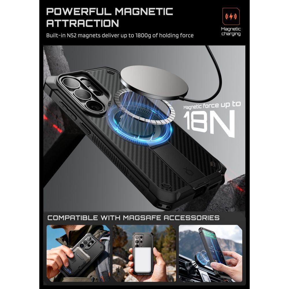 Supcase Unicorn Beetle Pro Mag MagSafe 2-Set Dėklas, skirtas Samsung Galaxy S26 Ultra - juodas