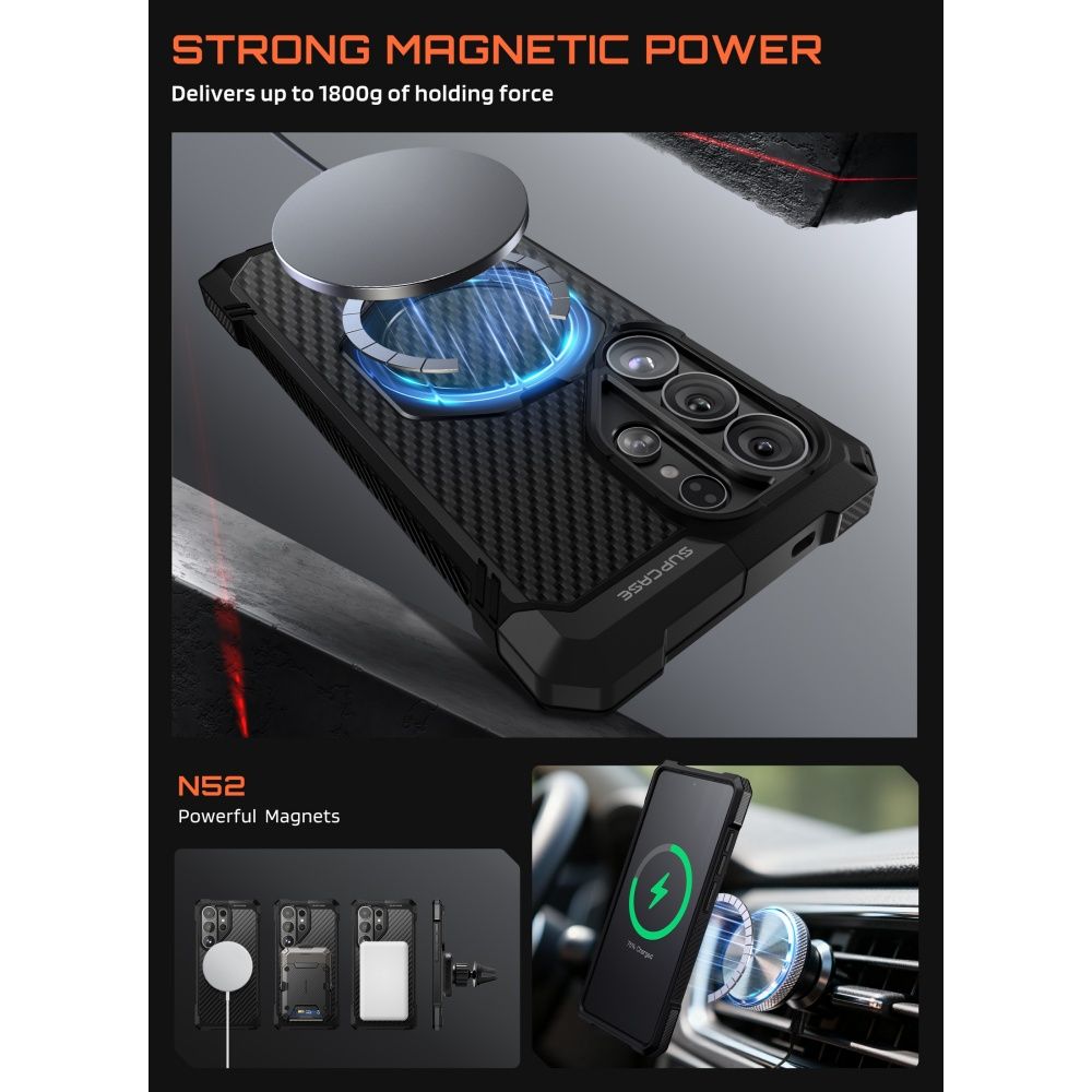 Supcase UB Grip Mag MagSafe dėklas, skirtas Samsung Galaxy S26 Ultra - juodas -- Samsung Galaxy S26 Ultra