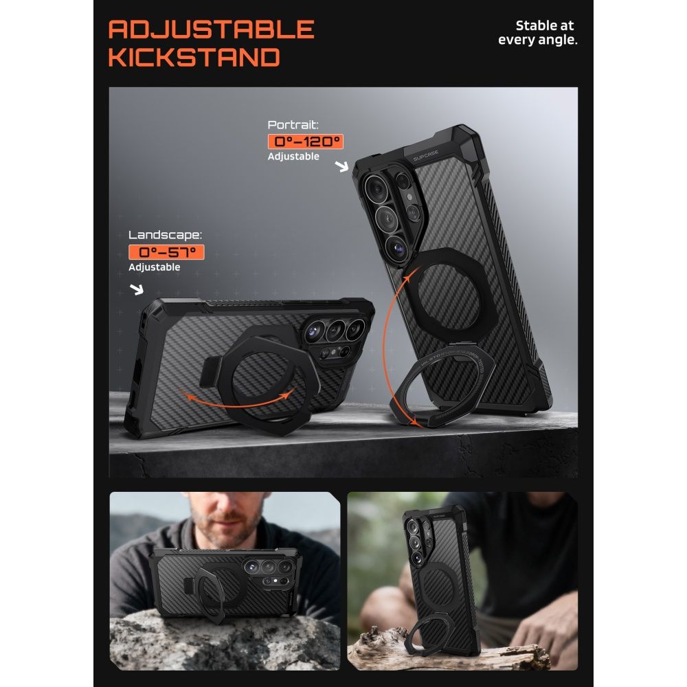 Supcase UB Grip Mag MagSafe dėklas, skirtas Samsung Galaxy S26 Ultra - juodas -- Samsung Galaxy S26 Ultra