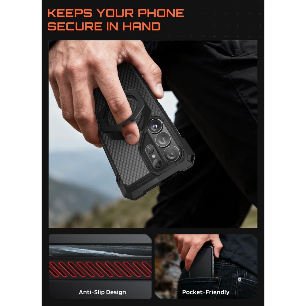 Supcase UB Grip Mag MagSafe dėklas, skirtas Samsung Galaxy S26 Ultra - juodas -- Samsung Galaxy S26 Ultra