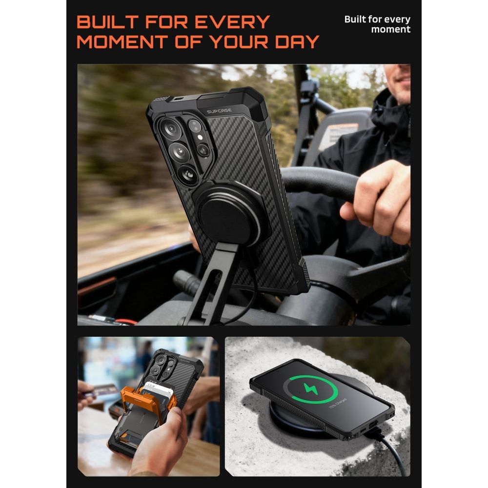 Supcase UB Grip Mag MagSafe dėklas, skirtas Samsung Galaxy S26 Ultra - juodas -- Samsung Galaxy S26 Ultra