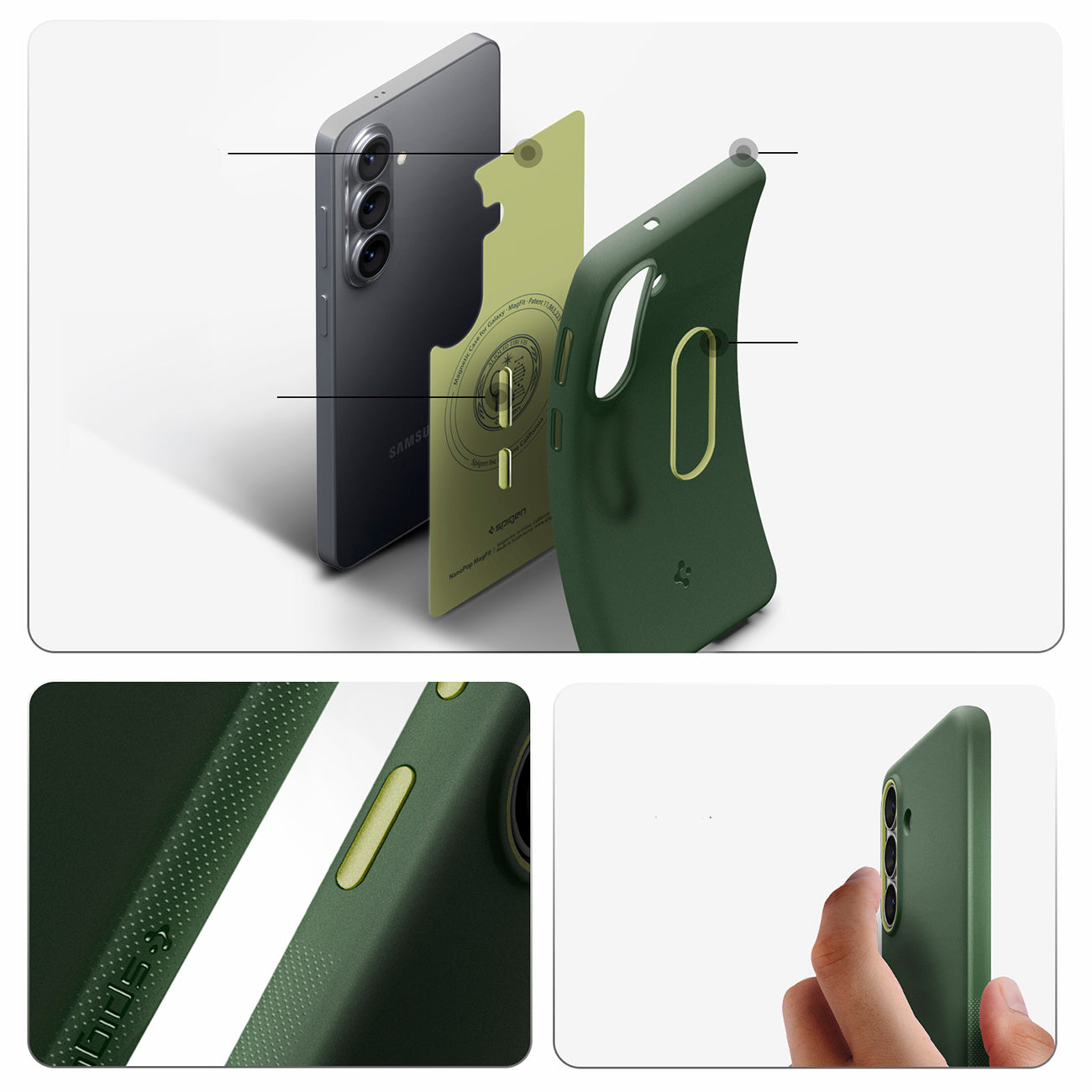 Spigen Nano Pop Mag MagSafe Dėklas, skirtas Samsung Galaxy S26 - žalias