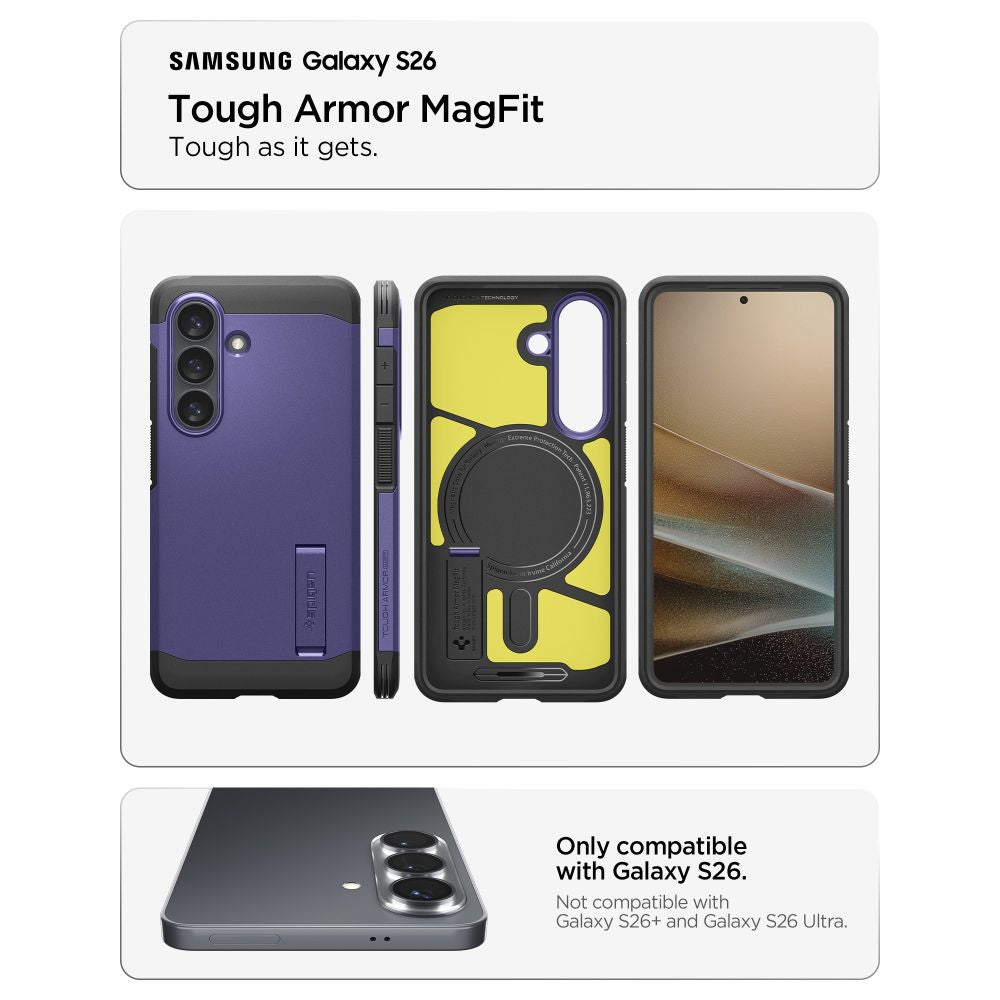 Spigen Tough Armor Mag MagSafe Dėklas, skirtas Samsung Galaxy S26 - violetinė