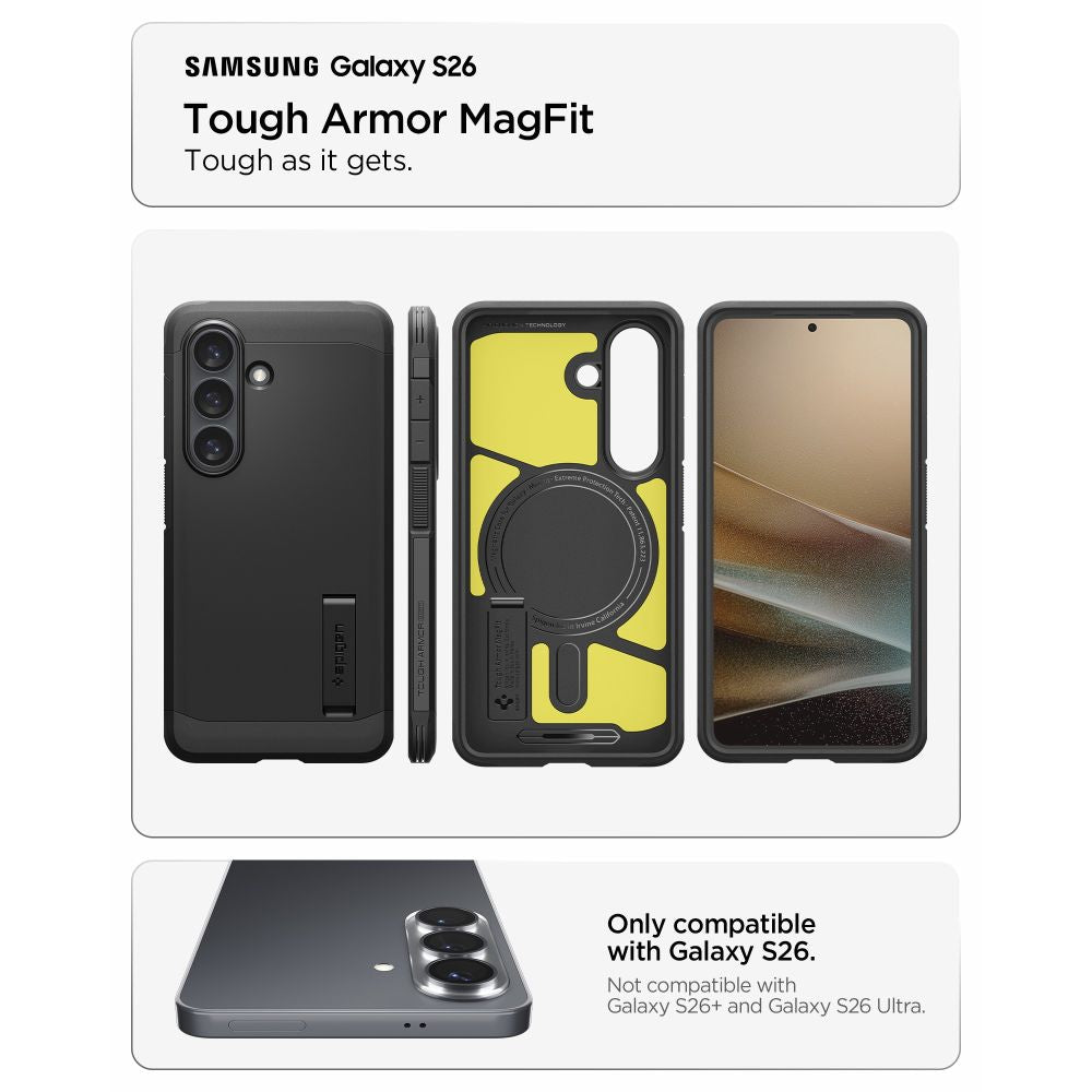 Spigen Tough Armor Mag MagSafe Dėklas, skirtas Samsung Galaxy S26 - juodas