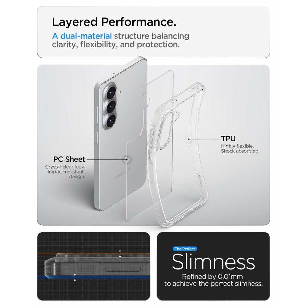 Spigen Ultra hibridinis dėklas, skirtas Samsung Galaxy S26 – skaidrus