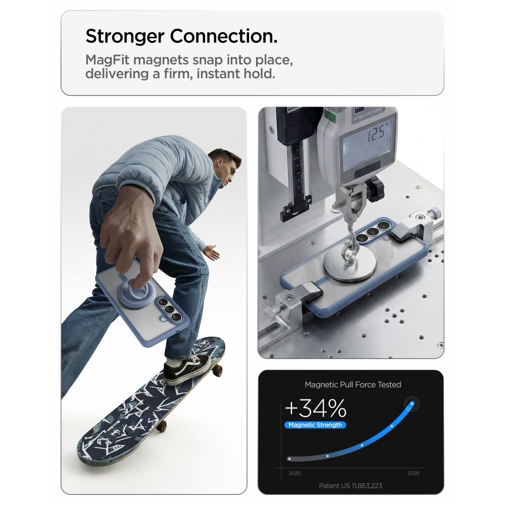 Spigen Ultra Hybrid Mag MagSafe Dėklas, skirtas Samsung Galaxy S26 - skaidri mėlyna