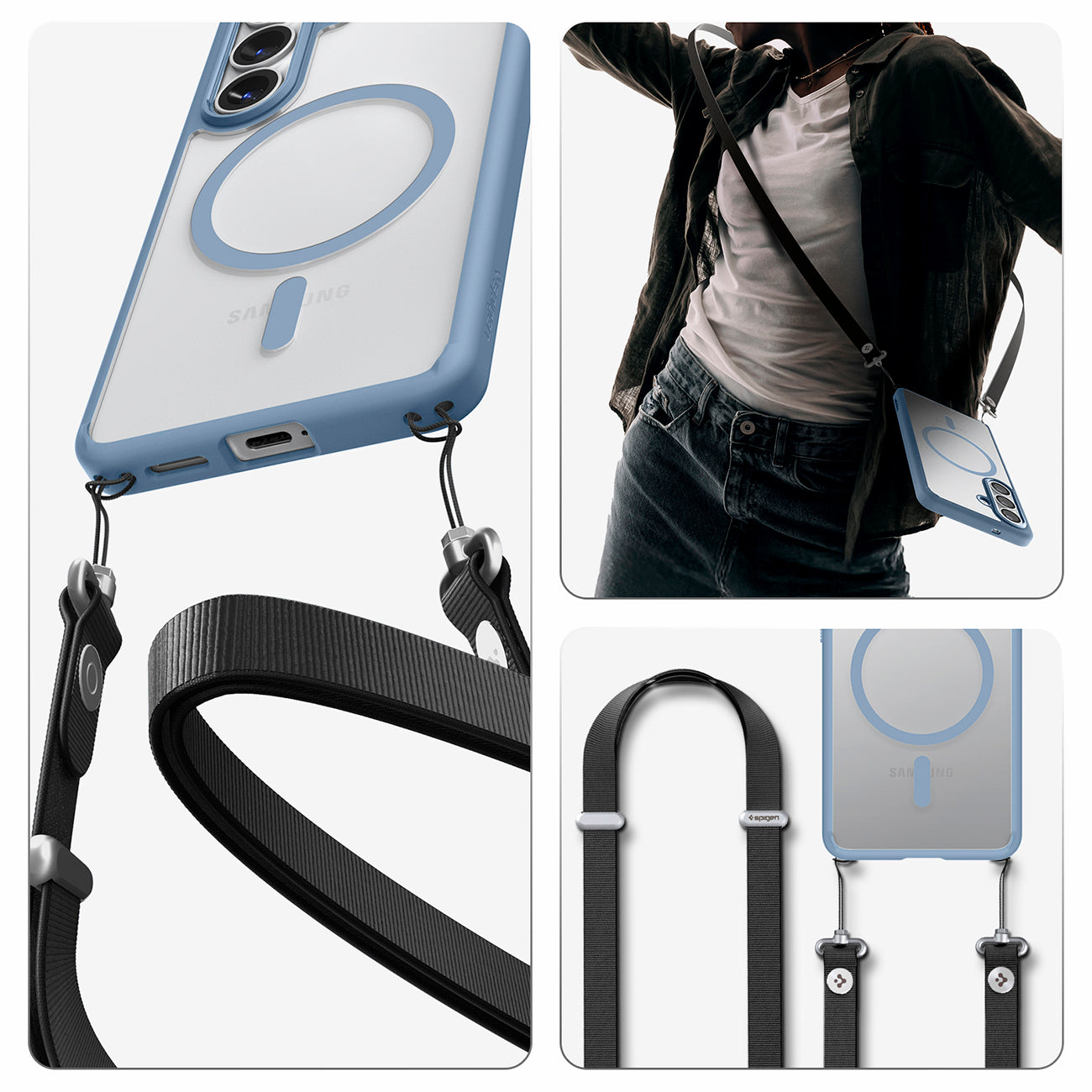 Spigen Ultra Hybrid Mag MagSafe Dėklas, skirtas Samsung Galaxy S26 - skaidri mėlyna