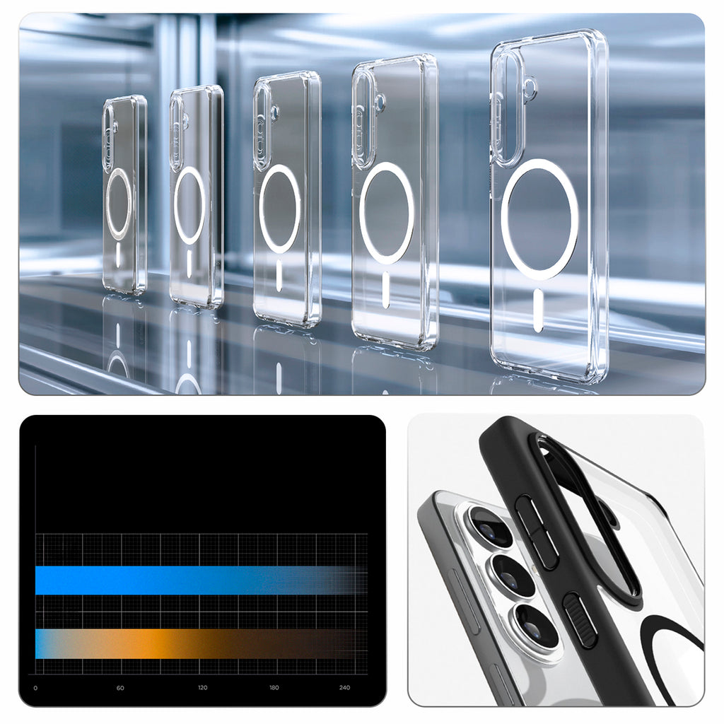 Spigen Ultra Hybrid Mag MagSafe dėklas, skirtas Samsung Galaxy S26 – skaidrus juodas