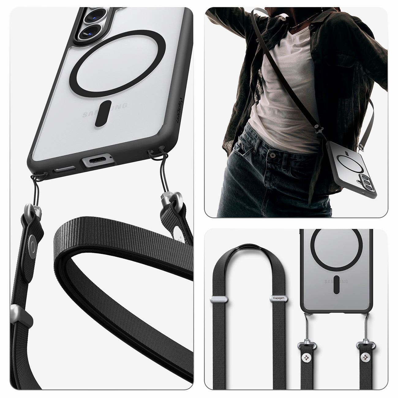 Spigen Ultra Hybrid Mag MagSafe dėklas, skirtas Samsung Galaxy S26 – skaidrus juodas