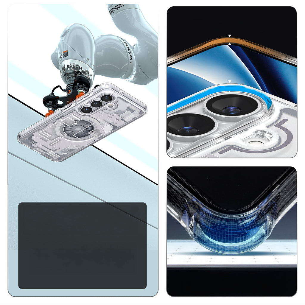Spigen Ultra Hybrid Mag MagSafe Dėklas, skirtas Samsung Galaxy S26 Zero One – skaidrus ir baltas