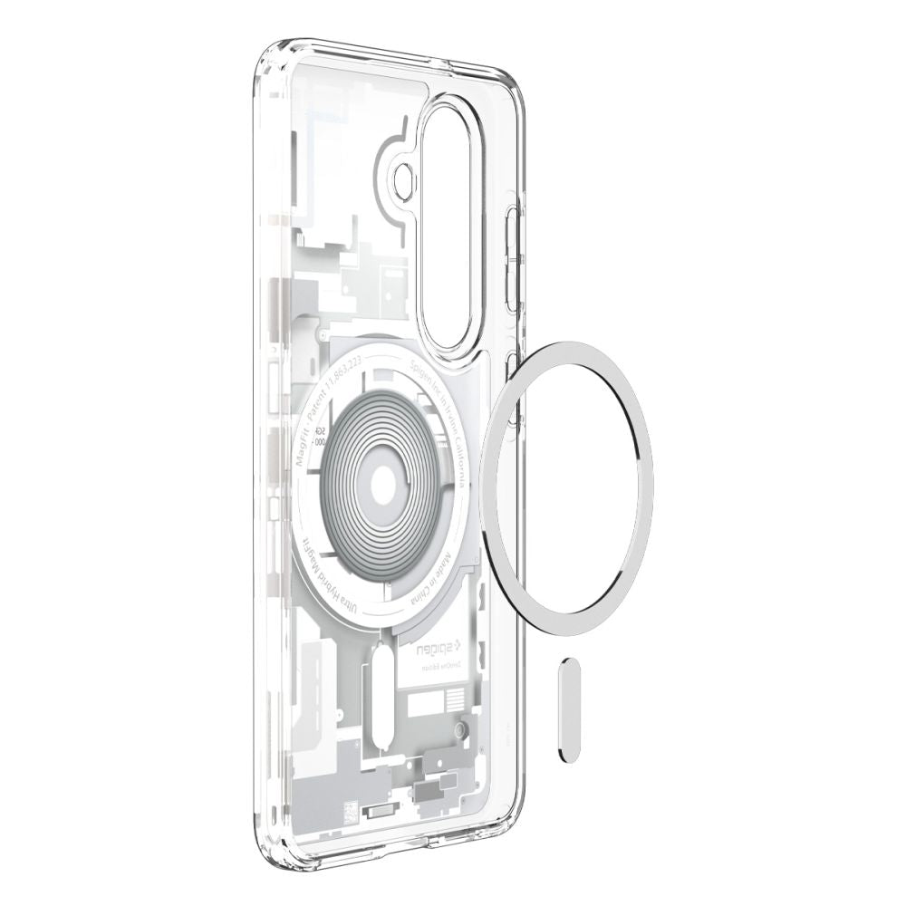 Spigen Ultra Hybrid Mag MagSafe Dėklas, skirtas Samsung Galaxy S26 Zero One – skaidrus ir baltas