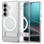 Spigen Ultra Hybrid S Mag MagSafe Dėklas, skirtas Samsung Galaxy S26 – skaidrus ir baltas