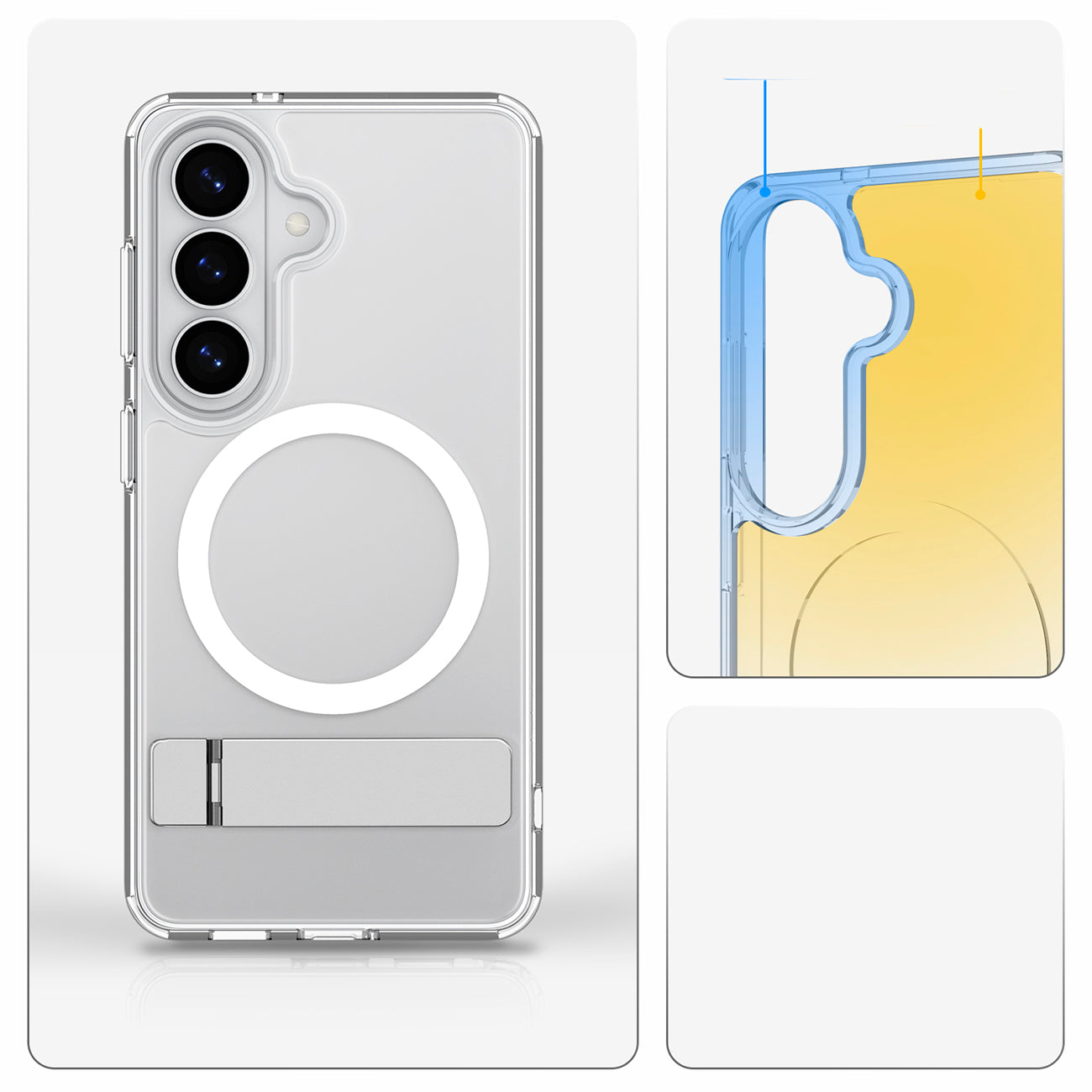 Spigen Ultra Hybrid S Mag MagSafe Dėklas, skirtas Samsung Galaxy S26 – skaidrus ir baltas