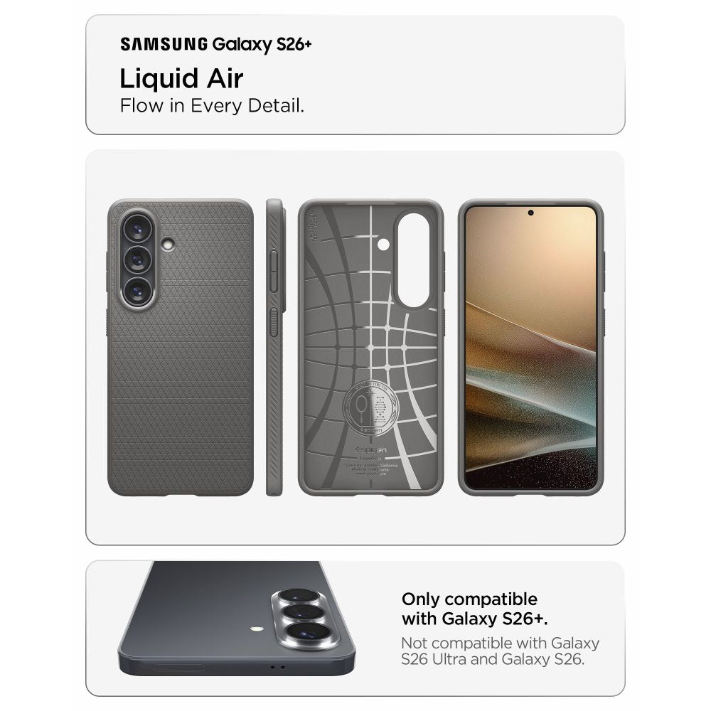 Spigen skystas oro dėklas, skirtas Samsung Galaxy S26+ - pilkas