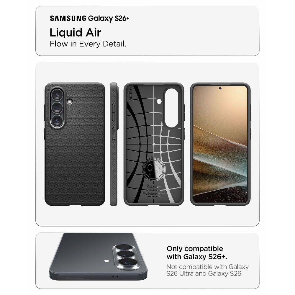 Spigen skystas oro dėklas, skirtas Samsung Galaxy S26+ - matinė juoda