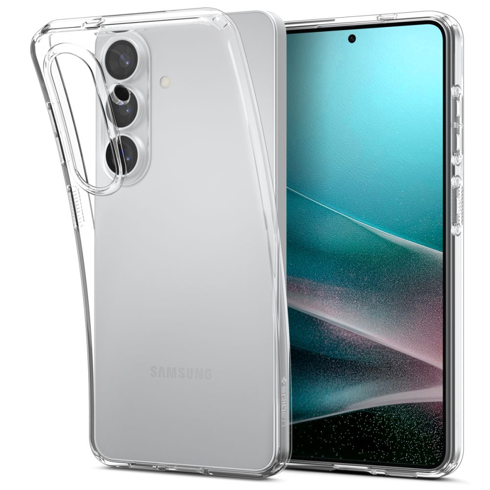 „Spigen“ skystųjų kristalų dėklas, skirtas Samsung Galaxy S26+ – skaidrus