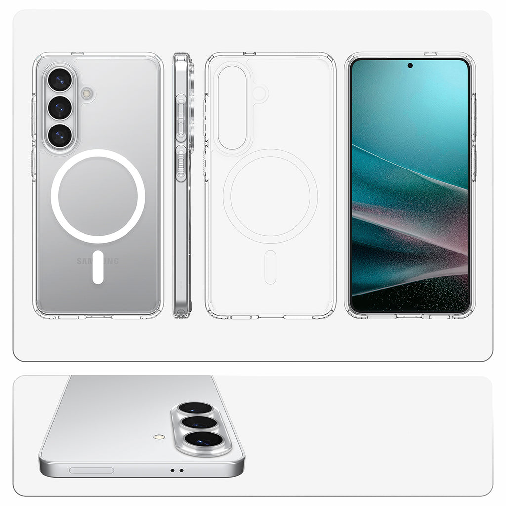 Spigen Ultra Hybrid Mag MagSafe Dėklas, skirtas Samsung Galaxy S26+ – skaidrus ir baltas