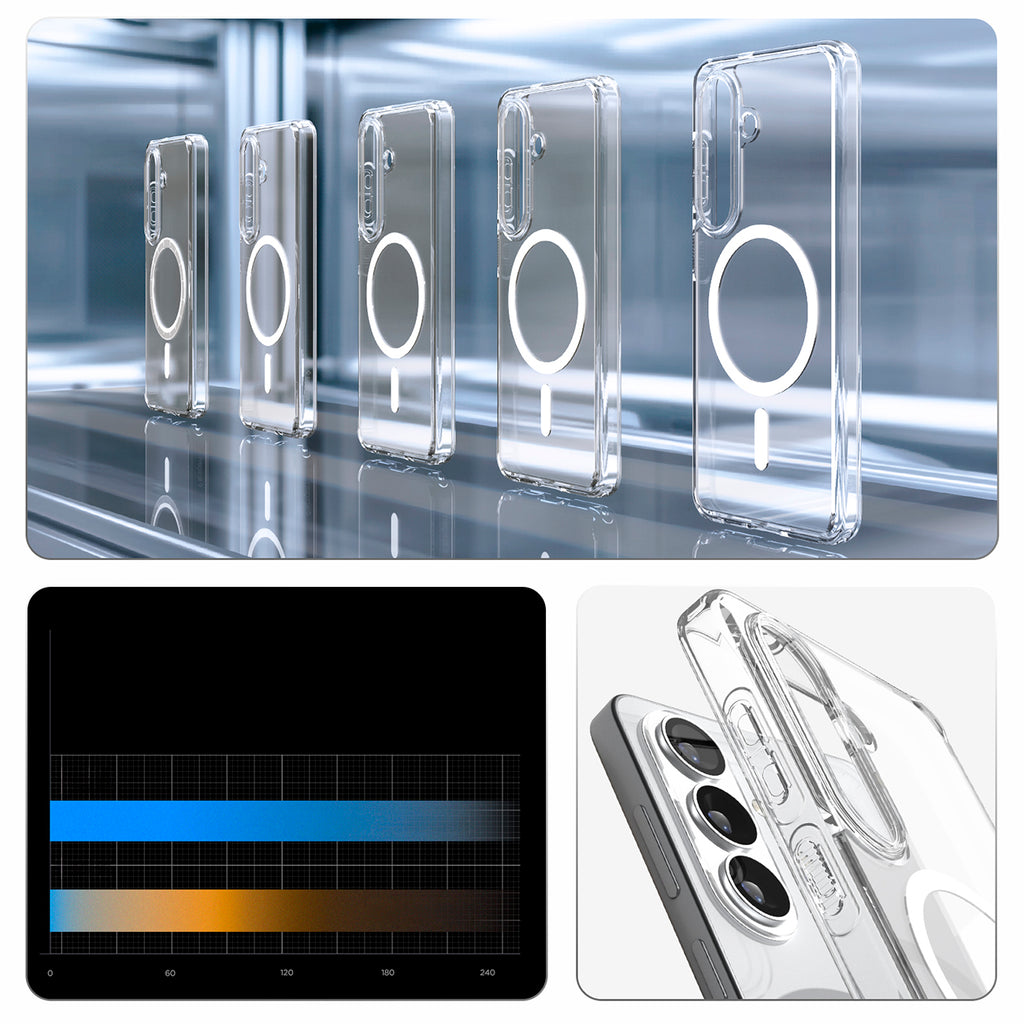Spigen Ultra Hybrid Mag MagSafe Dėklas, skirtas Samsung Galaxy S26+ – skaidrus ir baltas