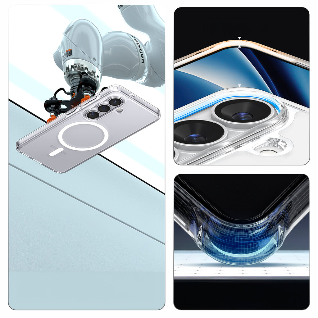 Spigen Ultra Hybrid Mag MagSafe Dėklas, skirtas Samsung Galaxy S26+ – skaidrus ir baltas