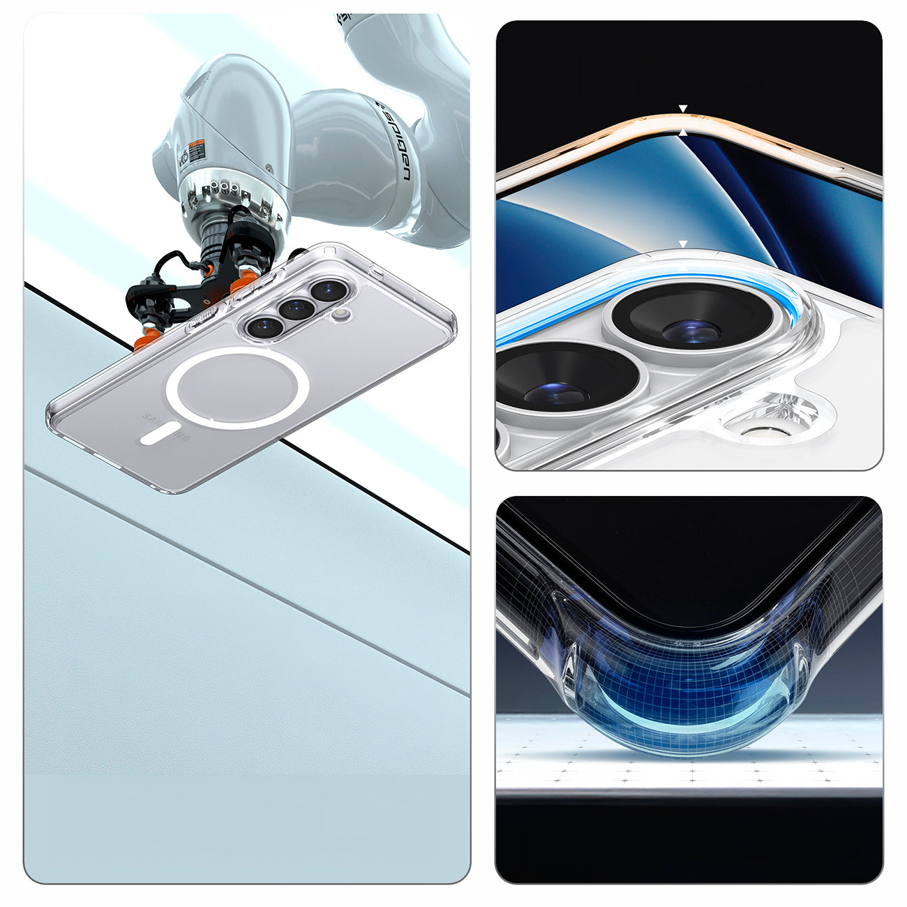 Spigen Ultra Hybrid Mag MagSafe Dėklas, skirtas Samsung Galaxy S26+ – skaidrus ir baltas