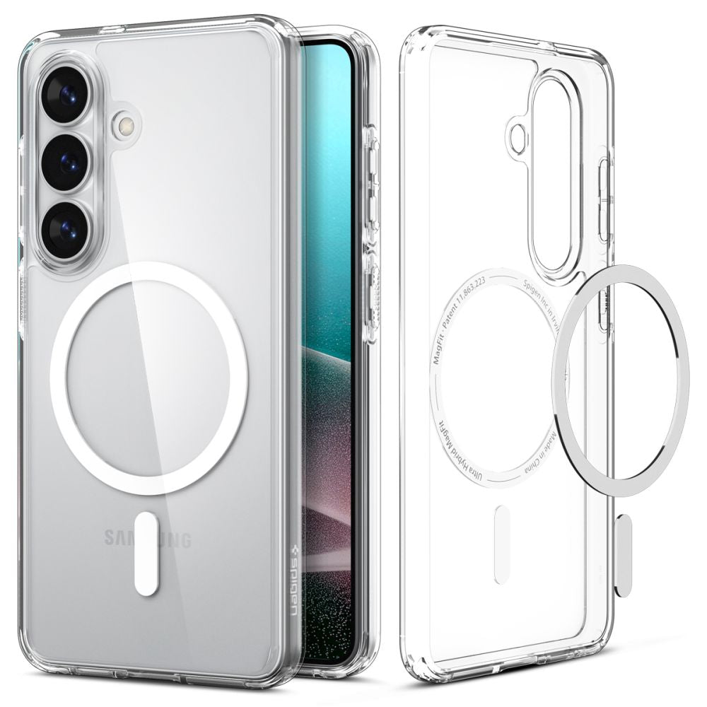 Spigen Ultra Hybrid Mag MagSafe Dėklas, skirtas Samsung Galaxy S26+ – skaidrus ir baltas