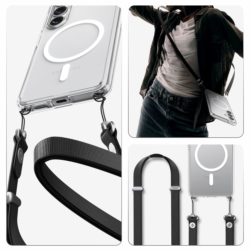 Spigen Ultra Hybrid Mag MagSafe Dėklas, skirtas Samsung Galaxy S26+ – skaidrus ir baltas