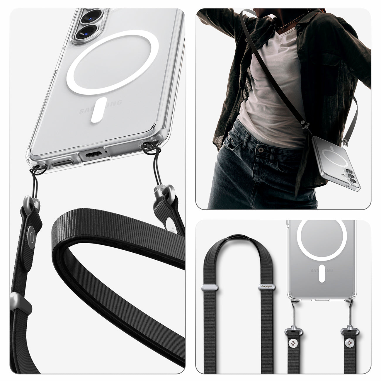 Spigen Ultra Hybrid Mag MagSafe Dėklas, skirtas Samsung Galaxy S26+ – skaidrus ir baltas