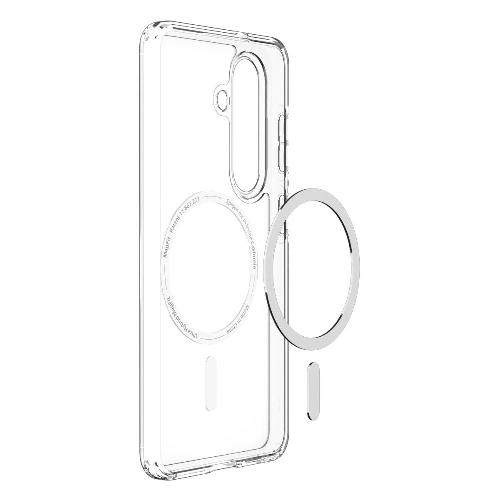 Spigen Ultra Hybrid Mag MagSafe Dėklas, skirtas Samsung Galaxy S26+ – skaidrus ir baltas