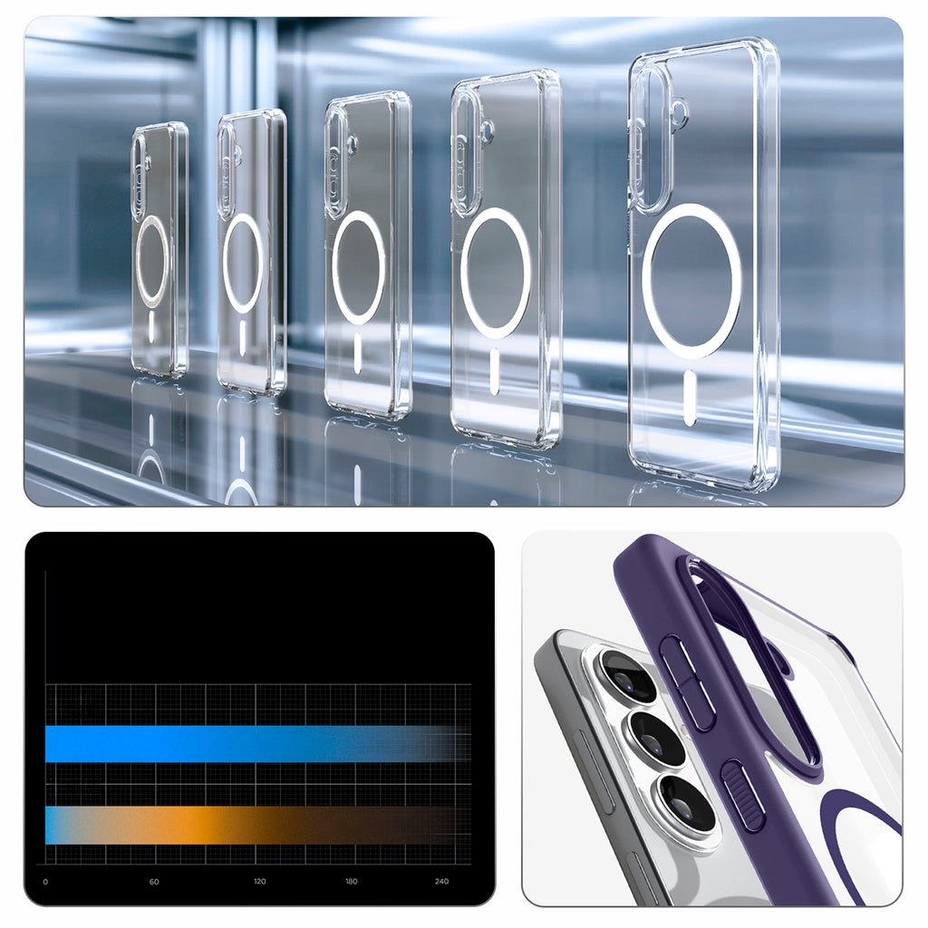 Spigen Ultra Hybrid Mag MagSafe dėklas, skirtas Samsung Galaxy S26+ – skaidrus tamsiai mėlynas