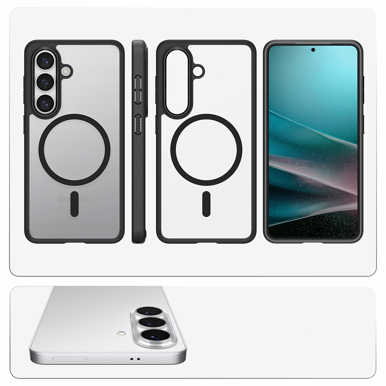 Spigen Ultra Hybrid Mag MagSafe Dėklas, skirtas Samsung Galaxy S26+ – skaidrus juodas